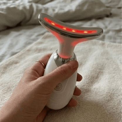 Masajeador cara y cuello LED y vibración plateado